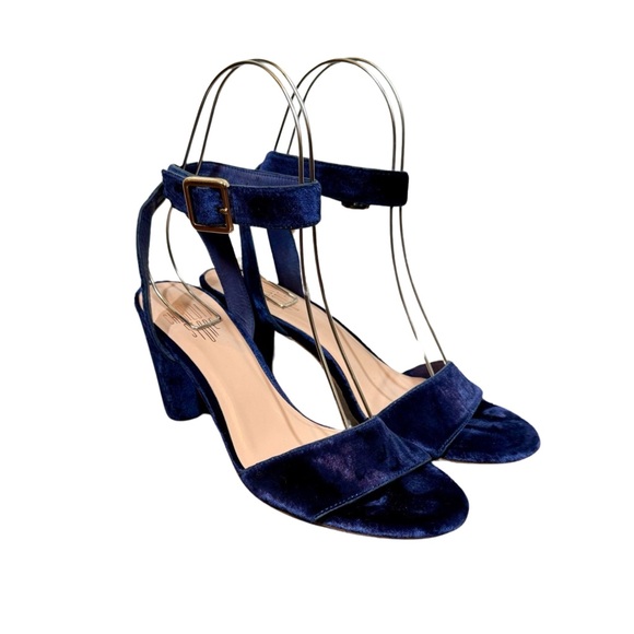 Charlotte Stone Samia Velvet Ankle Strap Heels in Royal Blue Anthropologie - Picture 3 of 9